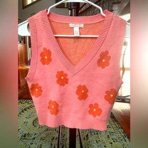 Beautiful pink & orange flowered vest